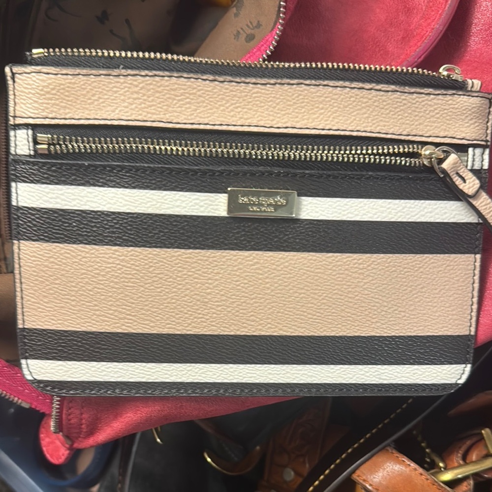 Kate Spade Black and Tan Clutch with Modern Design